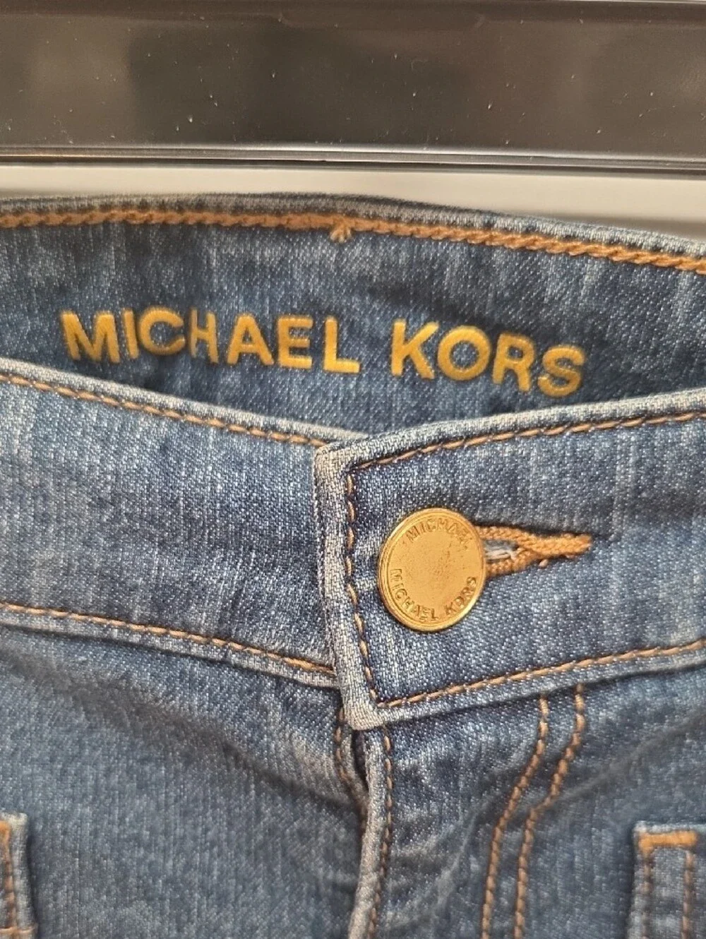 Michael Kors Women's Front Pocket Cropped Straight-Leg Jeans w/ Gold Buttons (4)